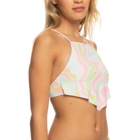 ROXY Women's Tropics Hype Crop Bikini Top In Ambroisia Swirl Swim - Picture 3 of 10